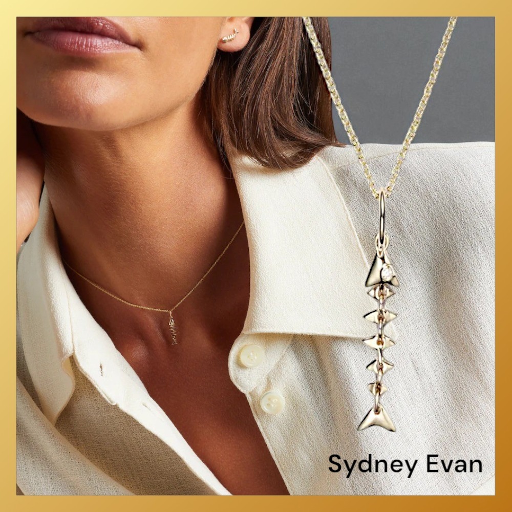 【Sydney Evan】Fishbone 14Kゴールド ダイヤモンド ペンダント