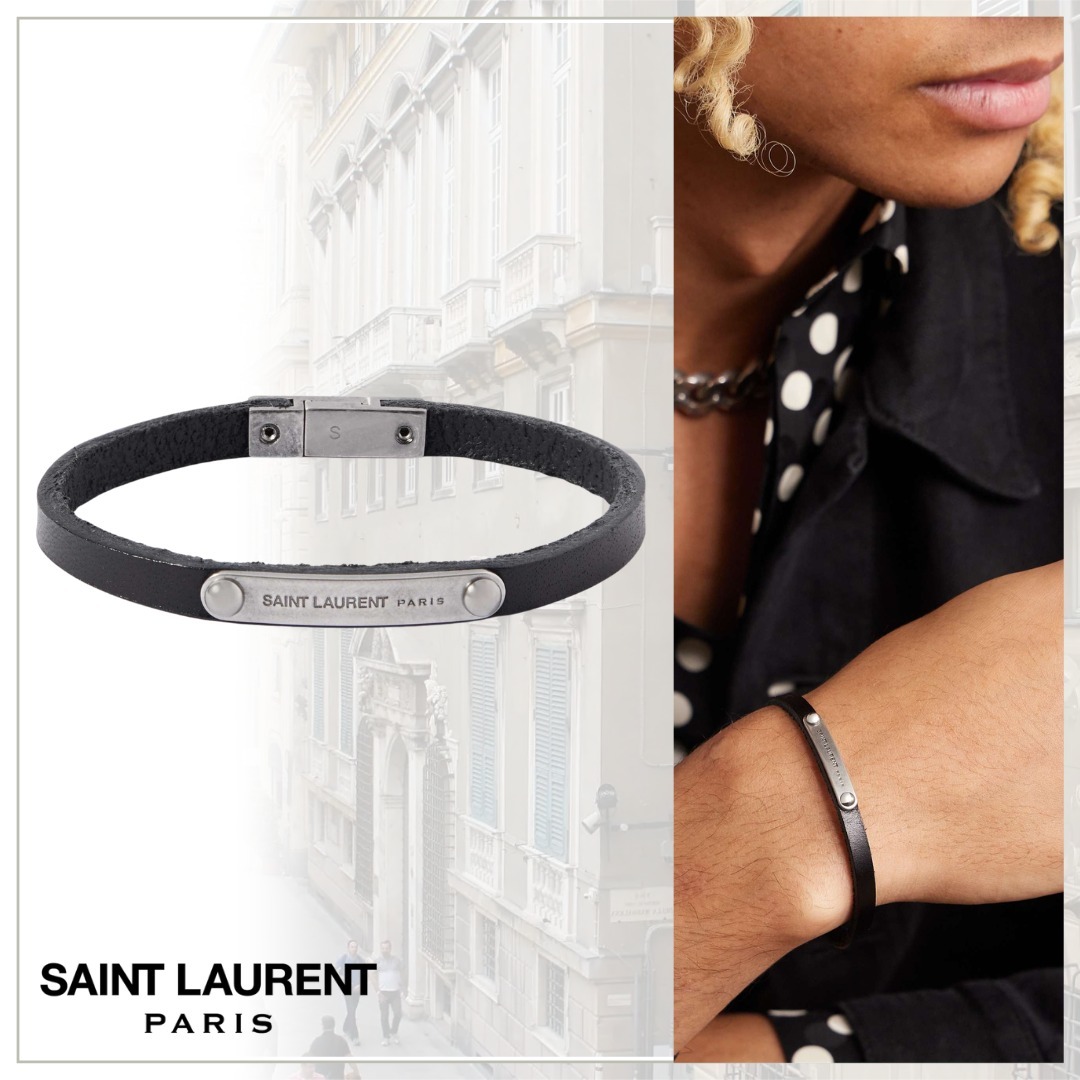 注目の的！【SAINT LAURENT】レザー&パラジウムブレスレット