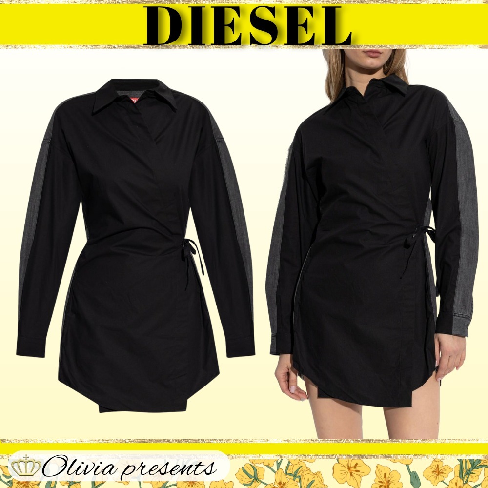 DIESEL>>ディーゼル D-Elphi-Den ラップ シャツ ドレス