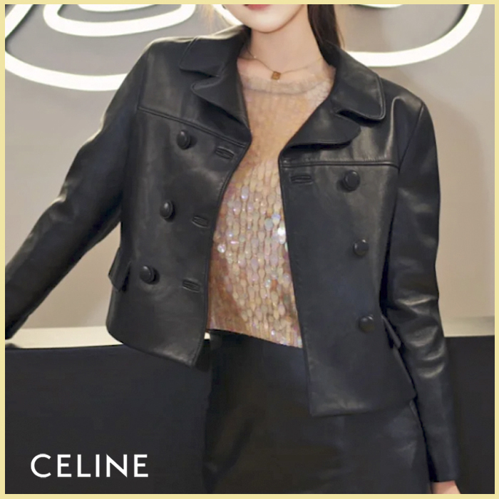 CELINE《クロップドジャケット》ソフトラムスキン ブラック 直営