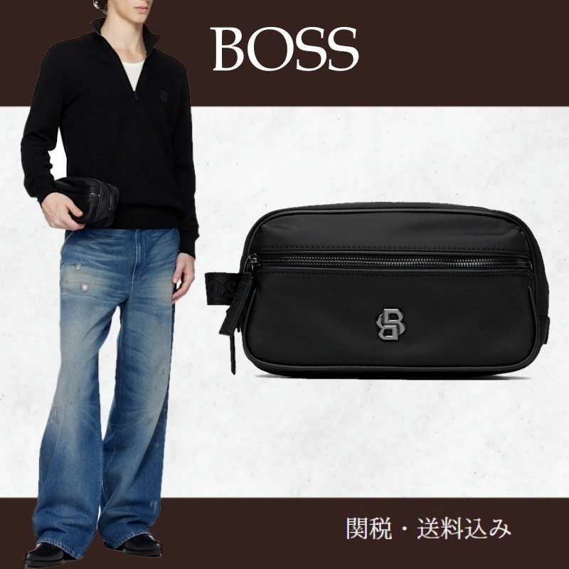 BOSS ボス★ブラック Double B モノグラム トラベルポーチ