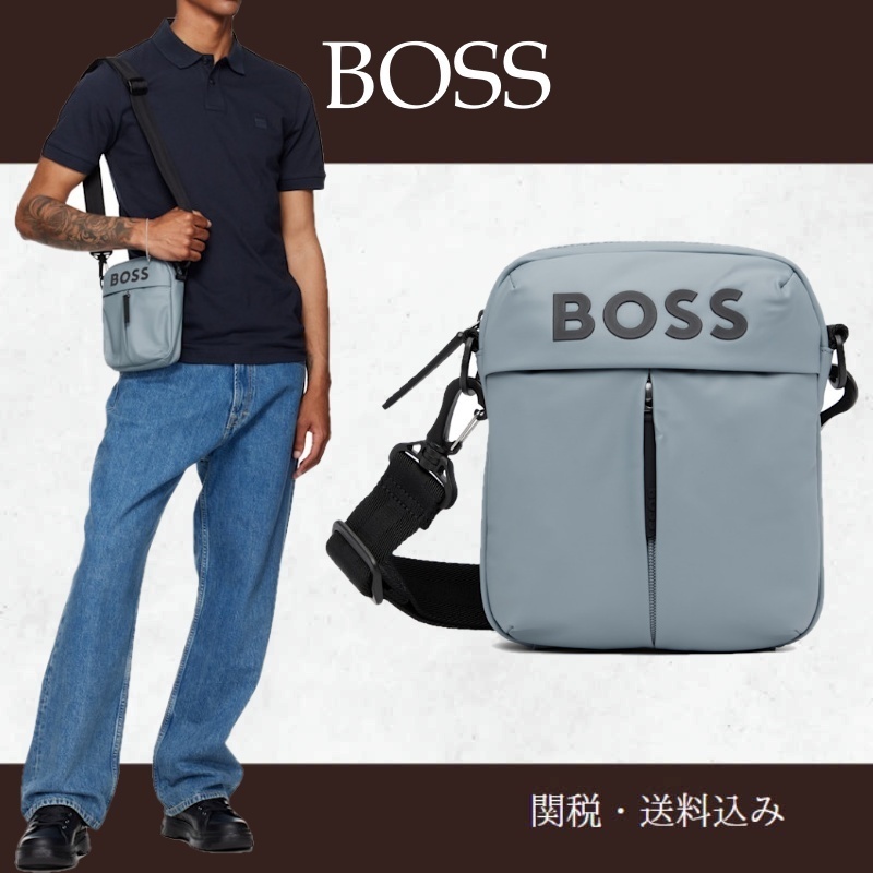 BOSS ボス★グレー ボンディングロゴ バッグ