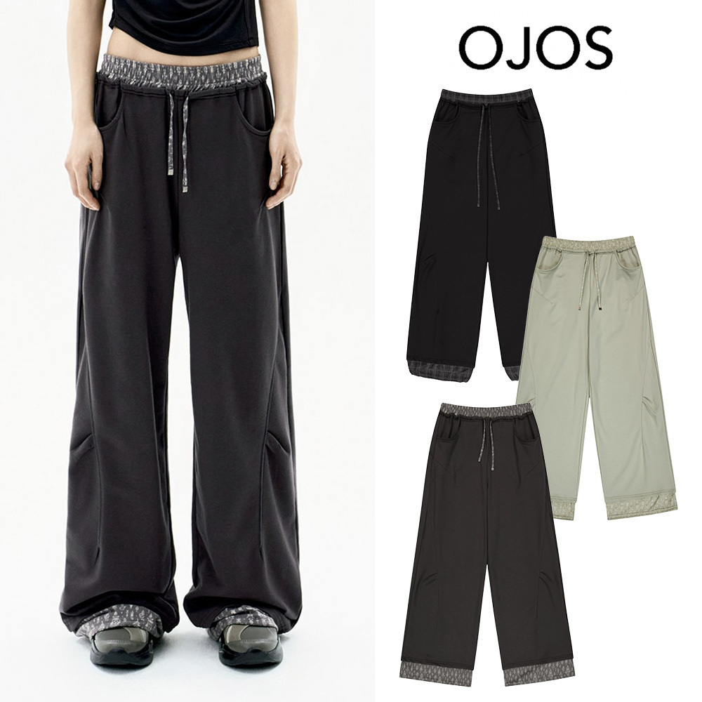 【OJOS】DOUBLE-WAISTED JERSEY PANTS