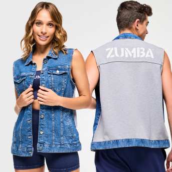 ズンバ Zumba Blue Jean Long Denim Vest Denim