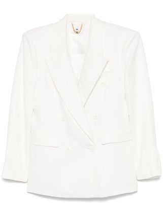 スーツ ELISABETTA FRANCHI LINEN BLEND DOUBLE-BREASTED JACKET