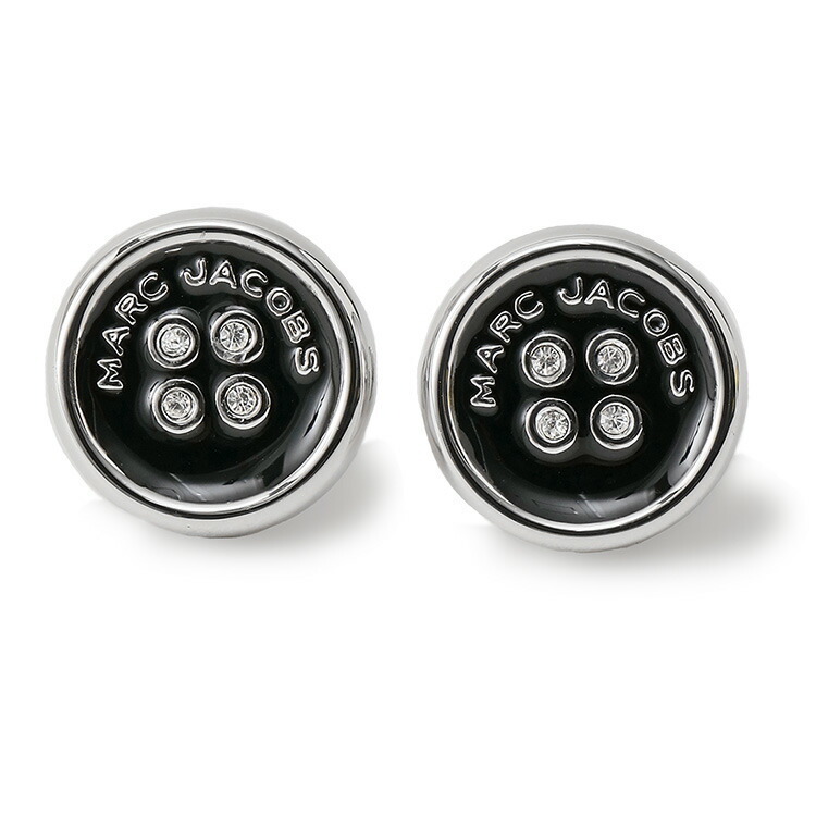 MARC JACOBS ボタン ピアス 2R4JER001J35-047 SILVER BLACK