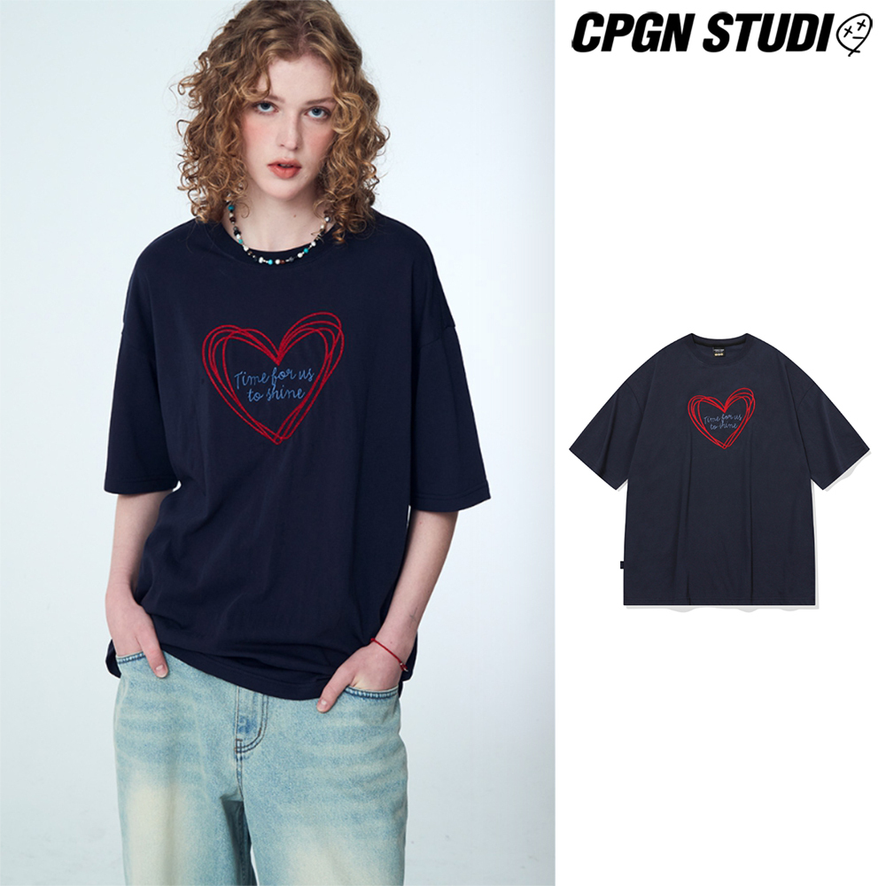 【CPGN STUDIO】25SS★ Chain Heart Embroidered Short Sleeve T