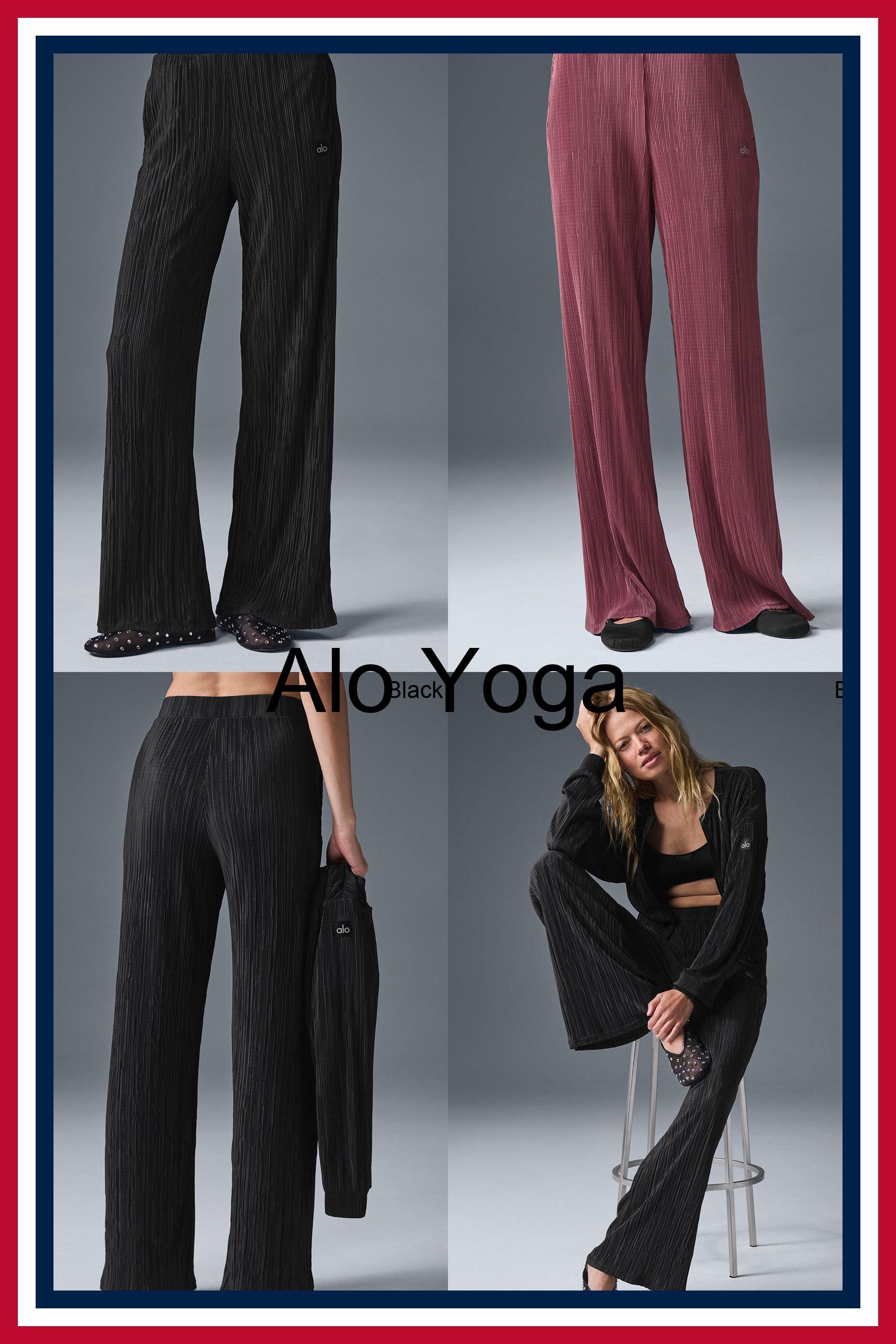 パンツ [Alo Yoga] High-Waist Micro Plisse Straight Leg Pant