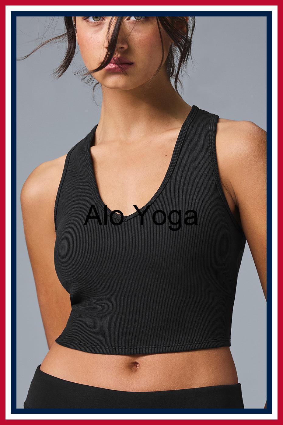 フィットネストップス [Alo Yoga] Goddess Ribbed Cropped Racerback Tank