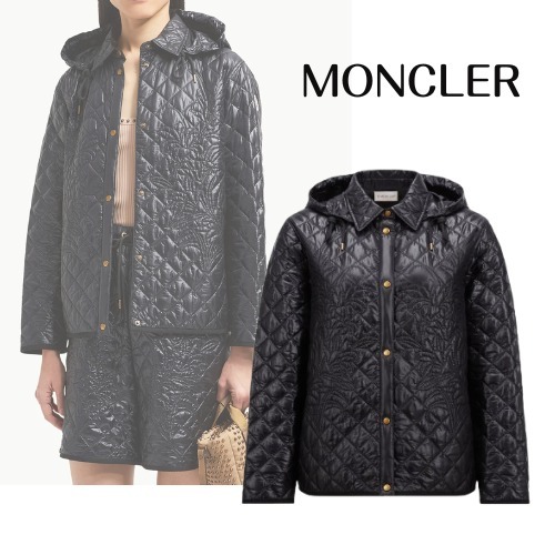 【MONCLER】フローラルキルティングフード付きシャツジャケット