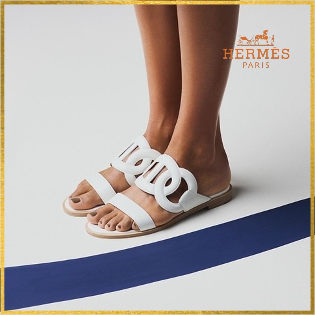 【都会的エレガンス】◆HERMES◆ナッパレザーサンダル