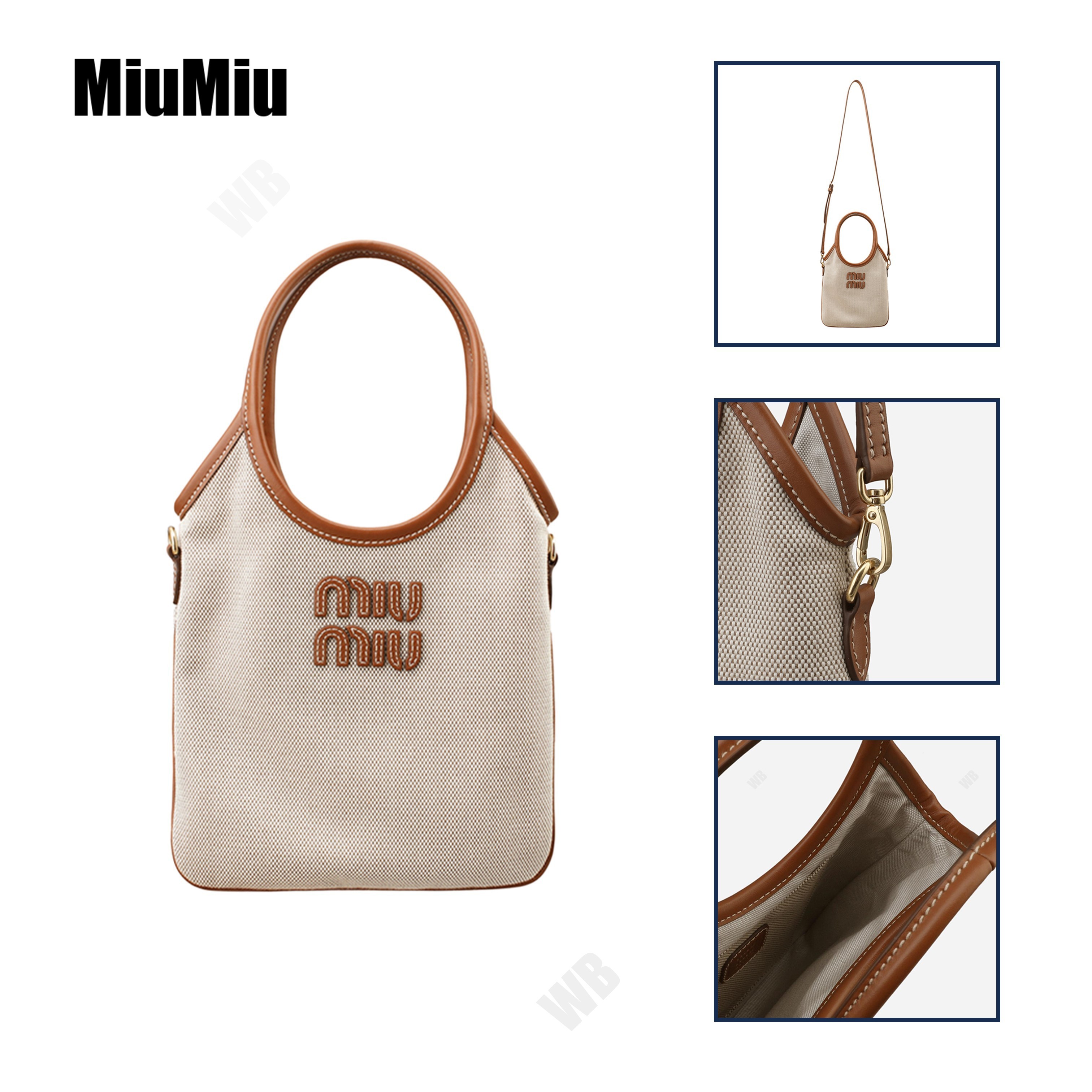 [MiuMiu] ミュウミュウIVYキャンバスxレザー バッグ ☆送料込☆