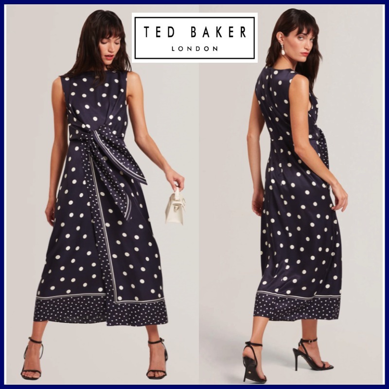 安心/国内発送【TED BAKER】ドット柄♪高級感ラップワンピース