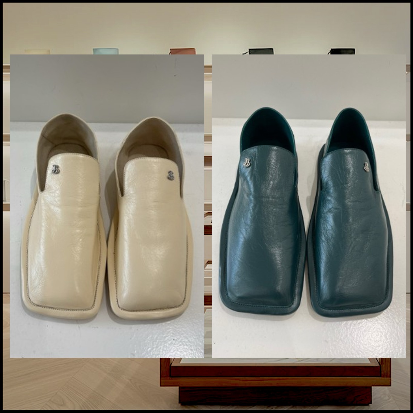 直営店☆JIL SANDER☆ ロゴ レザー スクエアトゥ ローファー
