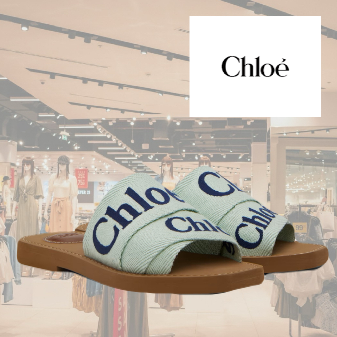 人気！CHLOE グリーン Woody スライド