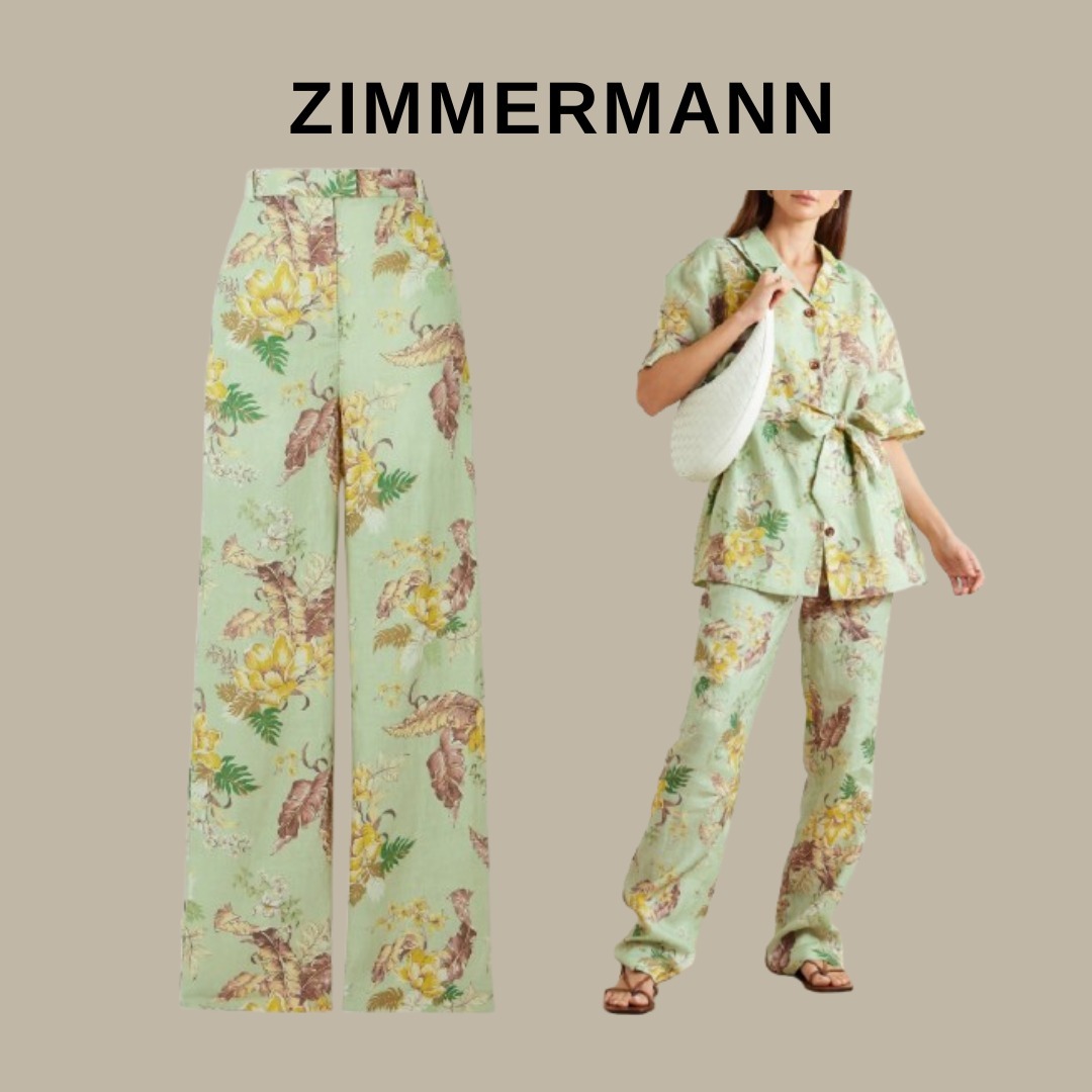 ZIMMERMANN ストレートパンツ フローラルプリント【関税なし】