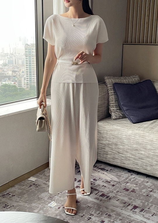 【I AM MARI】Mier Banding Wide Pants