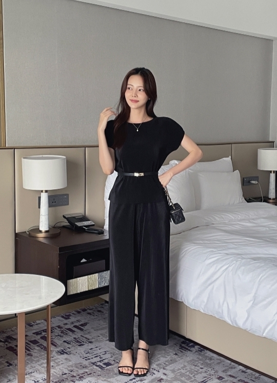 【I AM MARI】Mier Banding Wide Pants