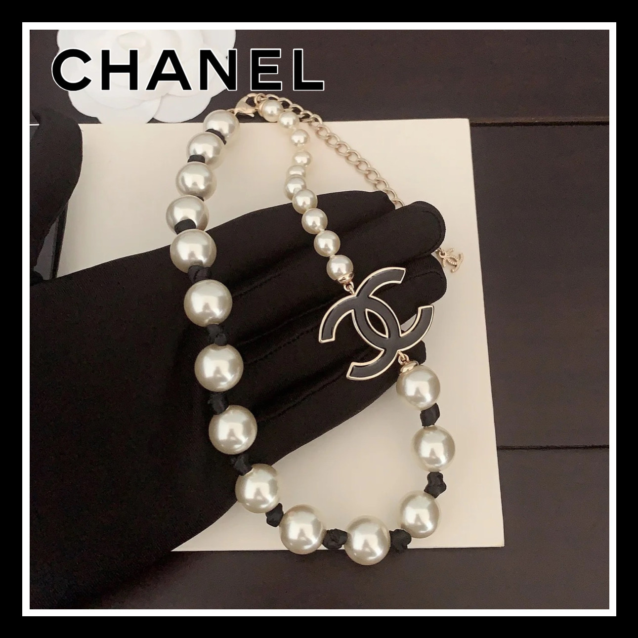 《上品な大粒パール》CHANEL CCロゴ ネックレス