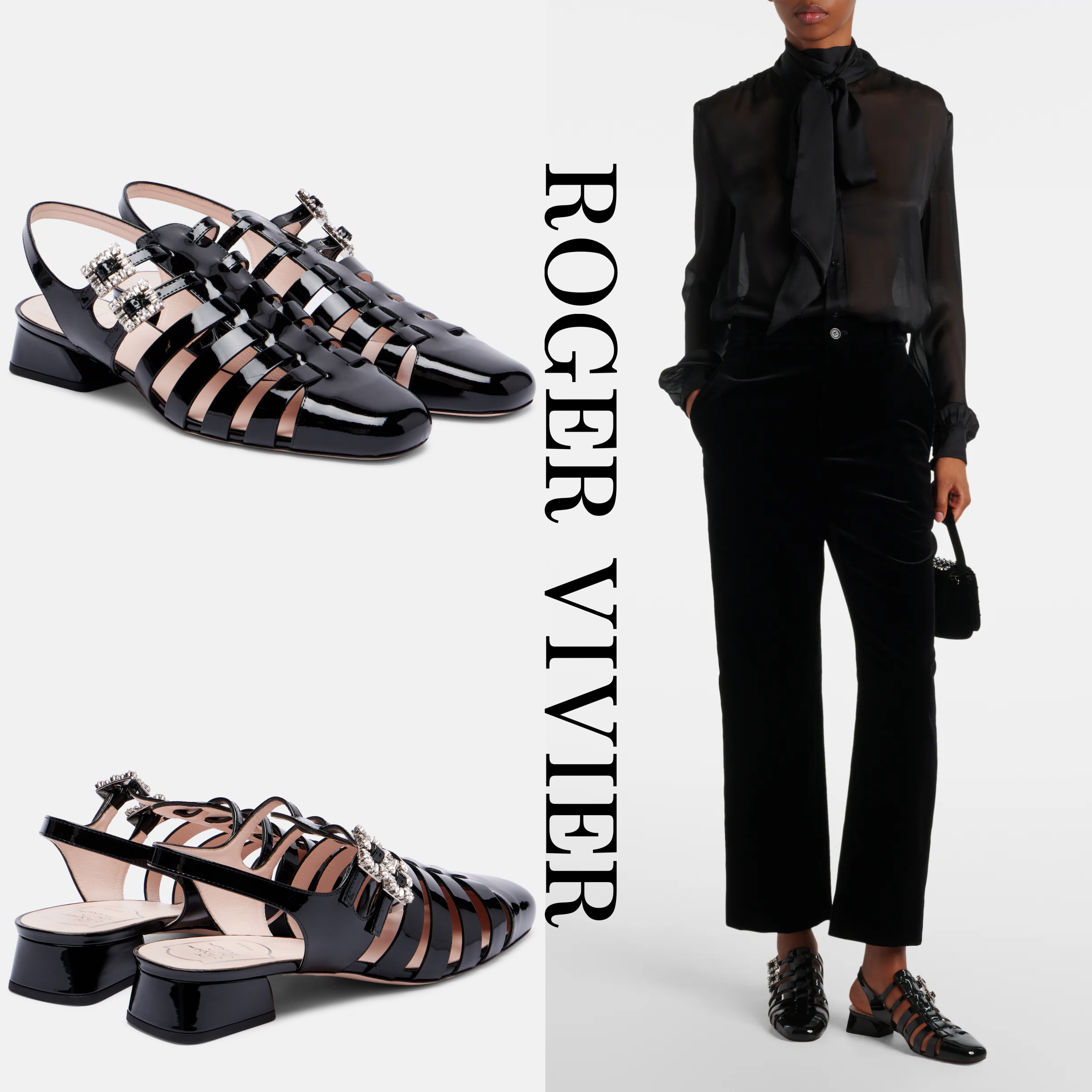 *ROGER VIVIER* Mini Tres Vivier 25 パテントレザーサンダル