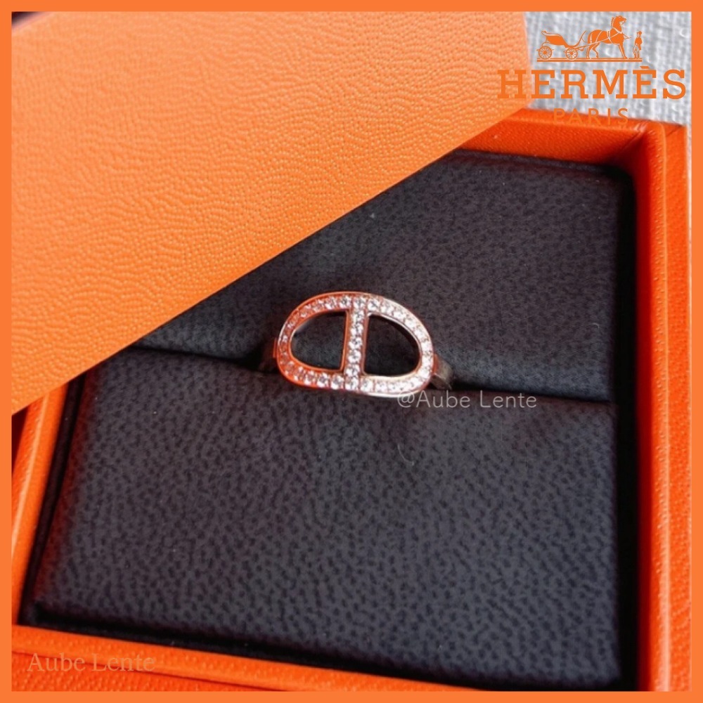 印象的に魅せる★【HERMES】Chained’ancre Contour リング