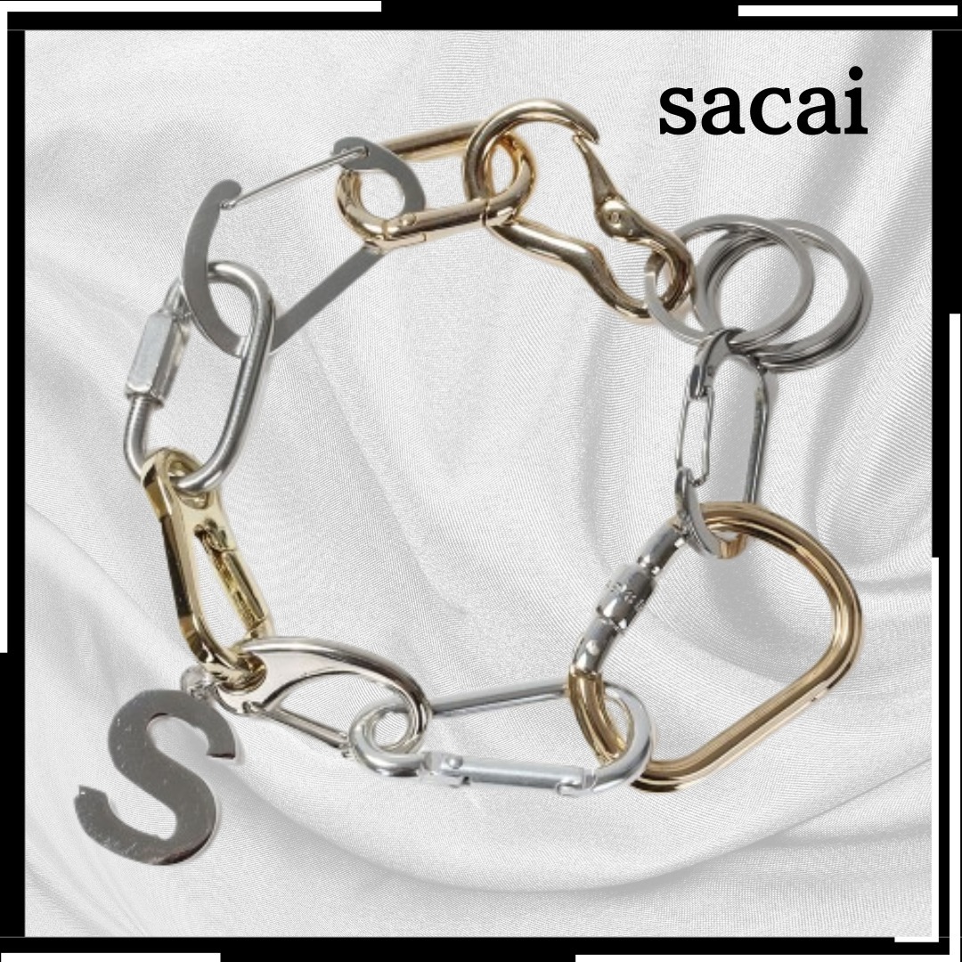 すぐ届く【sacai】カラビナ チェーン ブレスレット GOLDxSILVER