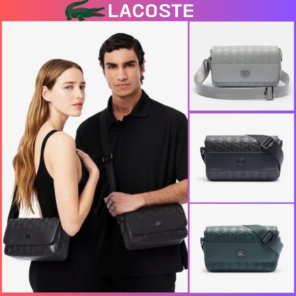 ★送料・関税込★【LACOSTE】NOMOGRAMME Flap Messenger Bag