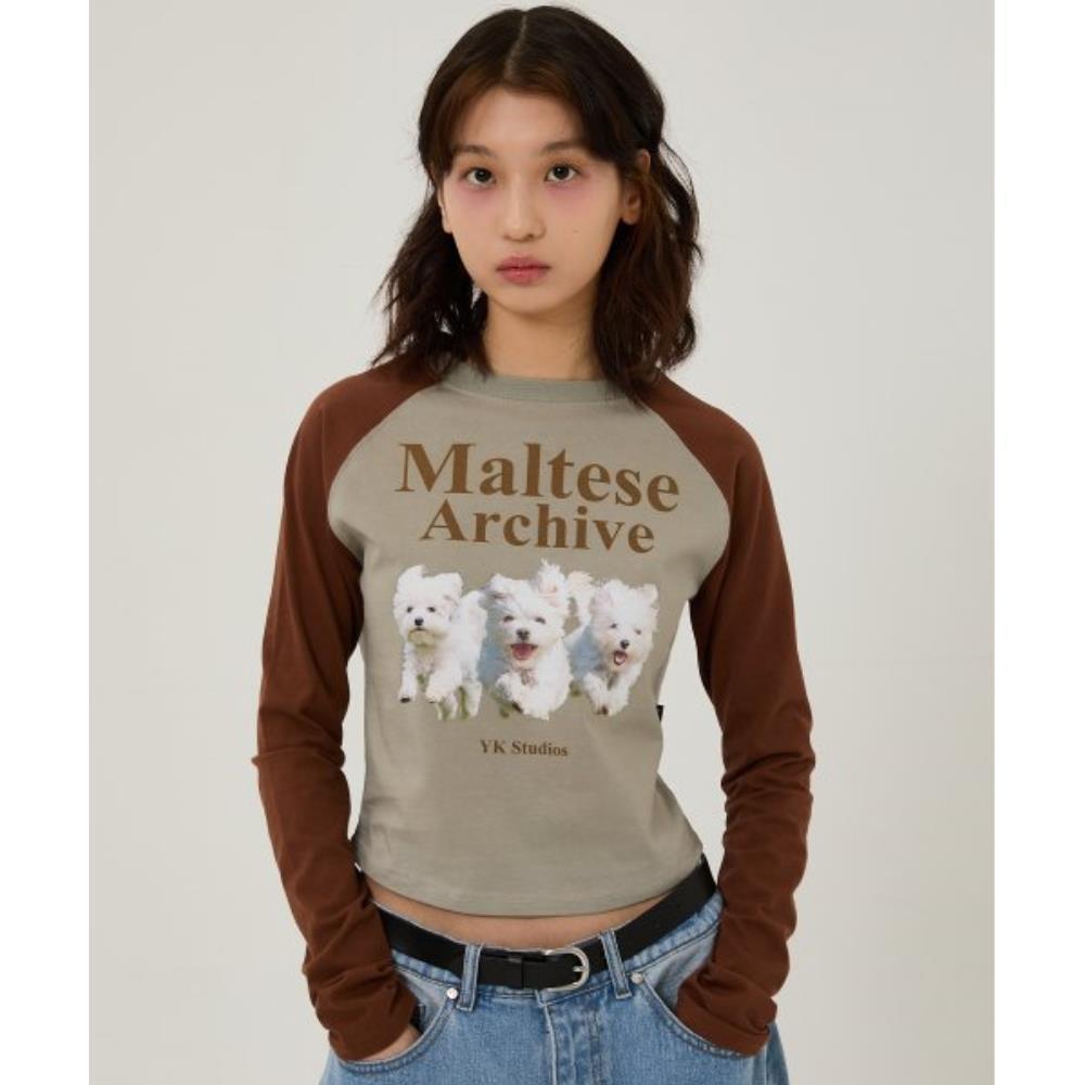 ★Wai Kei★ Maltese Archive Raglan Long Sleeve T-Shirt Mint