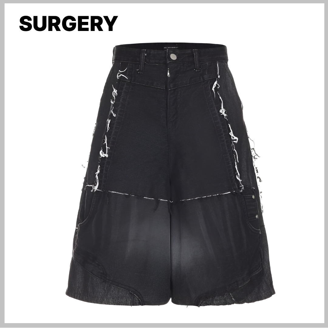 デニム・ジーパン SURGERY surgery remake denim bermuda pants black denim