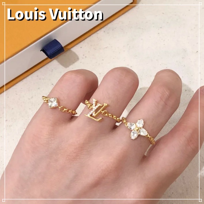 大人気 ルイヴィトン セット リング レディ LV ゴールド ロゴ