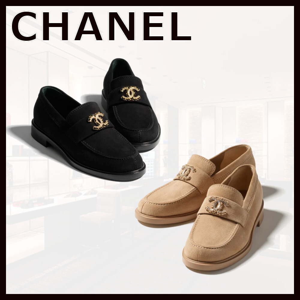 【軽やか♪】CHANEL スウェード ローファーCCロゴ