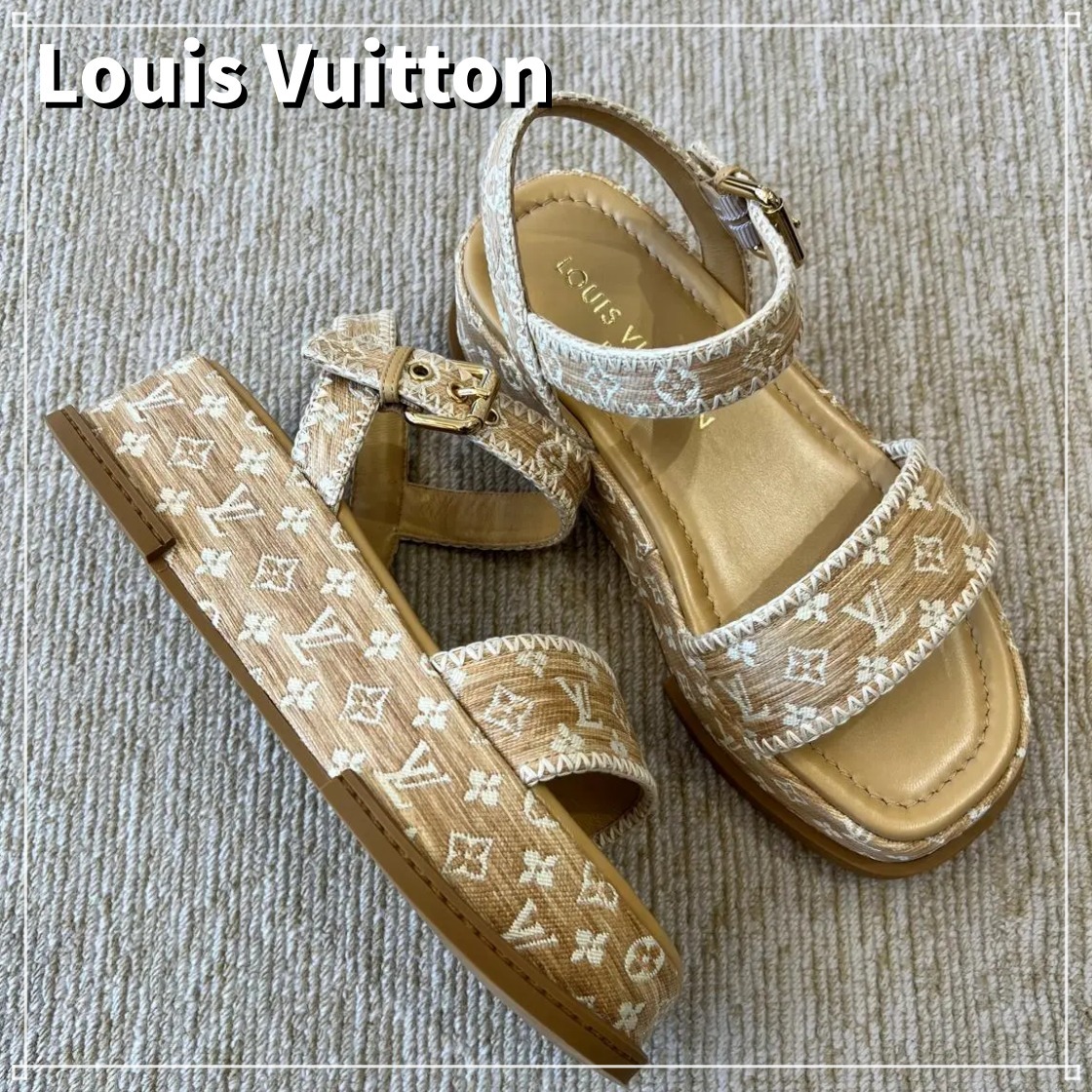 日本未入荷 Louis Vuitton マヤ サンダル モノグラム ロゴ 厚底