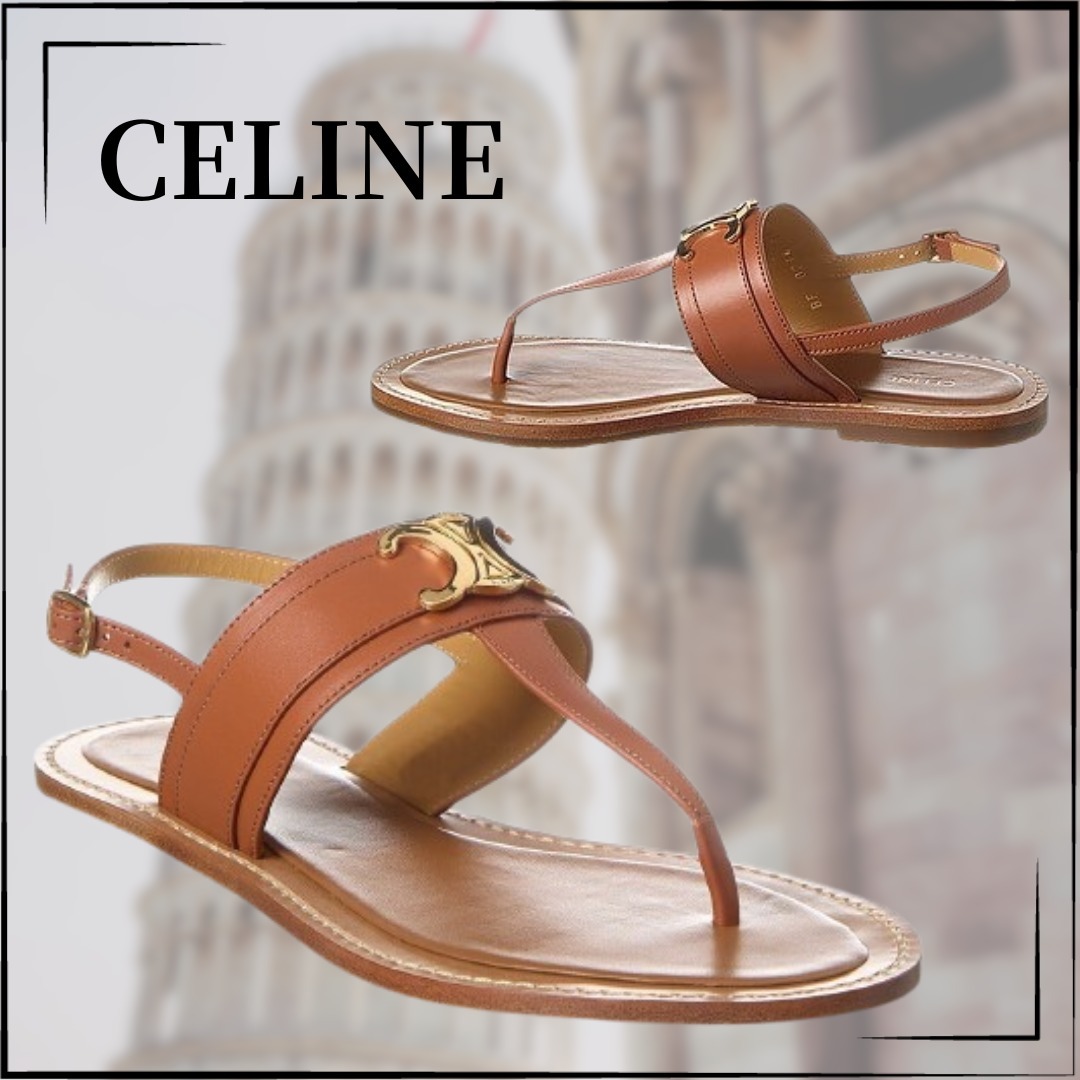 【CELINE】関税込☆リンピア トリオンフ レザー トングサンダル