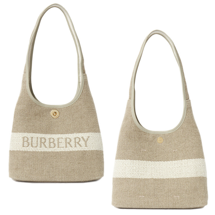 BURBERRY☆ロゴデザイン リネン ショルダーバッグ BEIGE