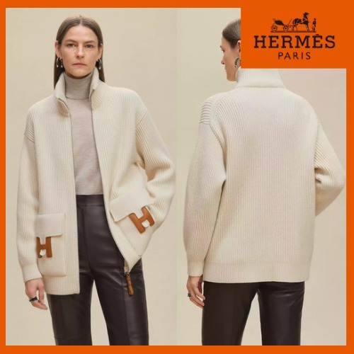 【一枚で主役級！】 HERMES ブルゾン レザーディテール