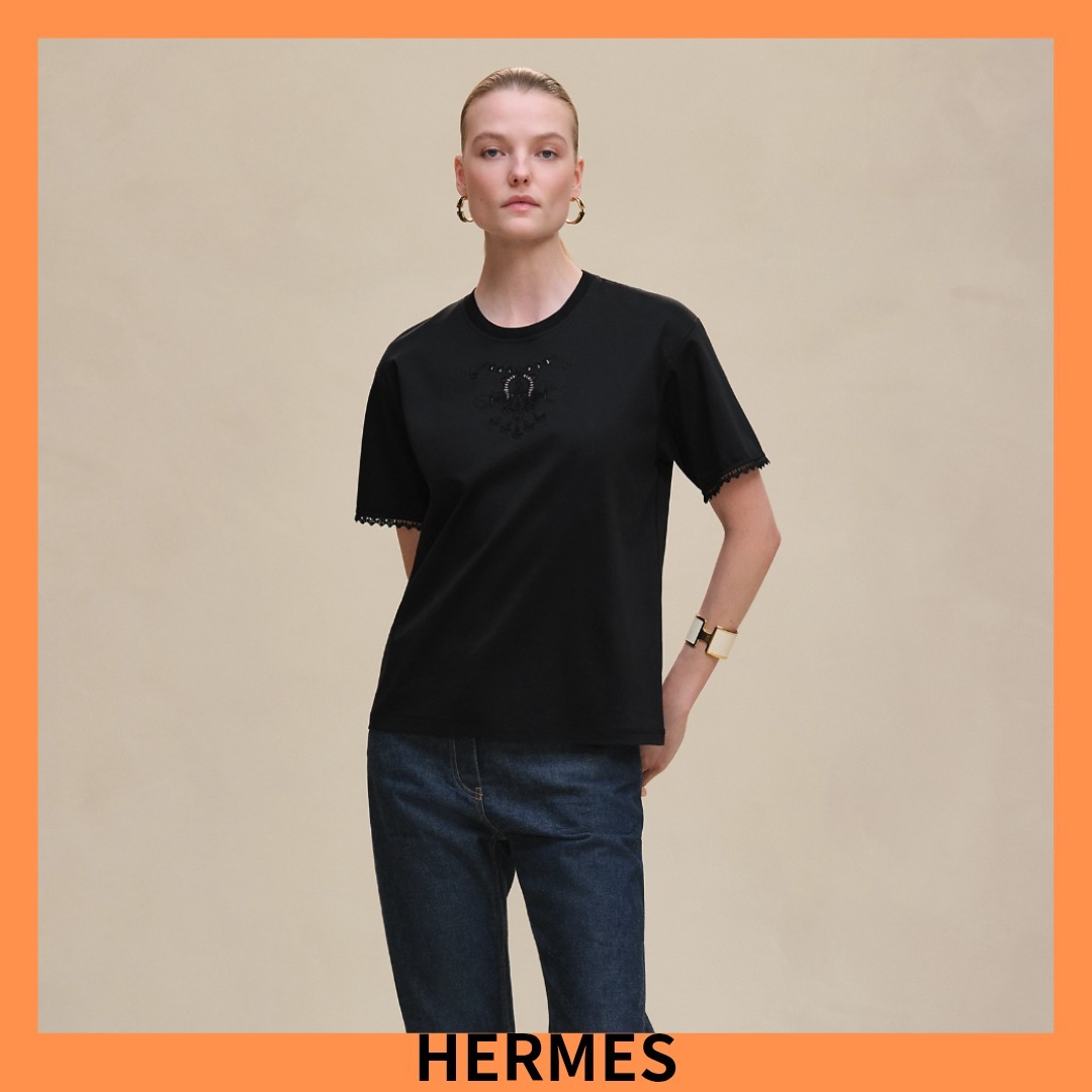 正規店買付【HERMES】マキシTシャツ 刺繍入り