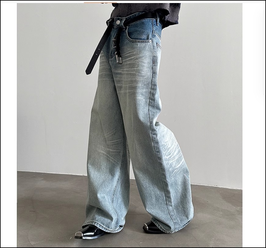 オーバーサイズ ワイドパンツ ウォッシュ加工 ユニセックス