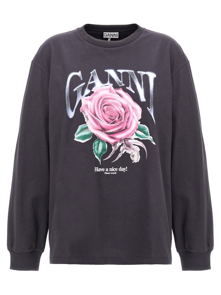 GANNI ロスフリントロンクスリフTシャツ T4025 252