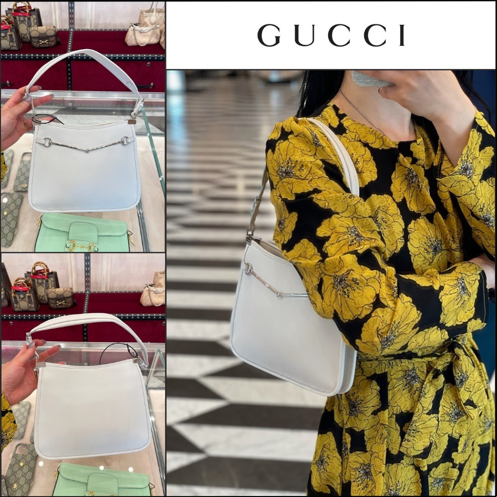【GUCCI 】Horsebit Nappa Slim Shoulder Bag GREAT WHITE