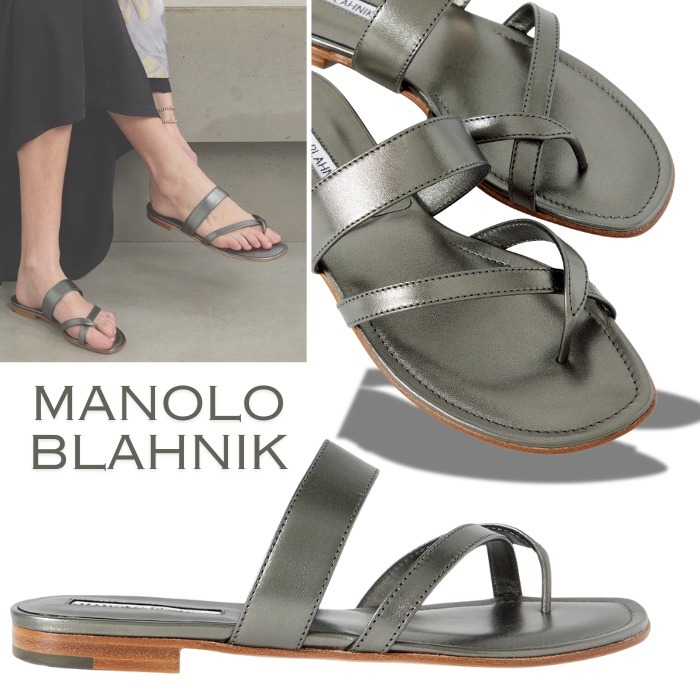 夏の足元に【Manolo Blahnik】『Susa』メタリックレザーサンダル