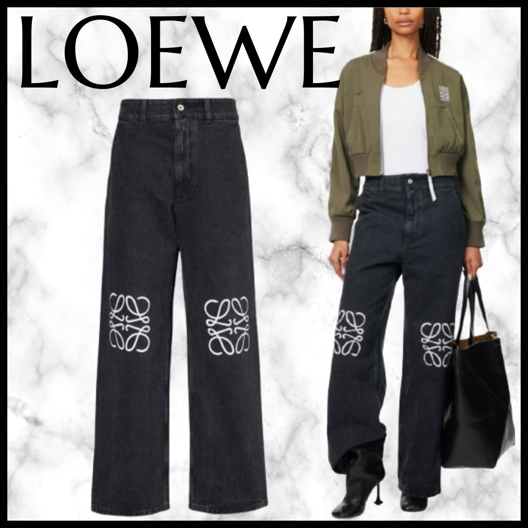 LOEWE★アナグラム ハイライズ ワイドレッグジーンズ コットン
