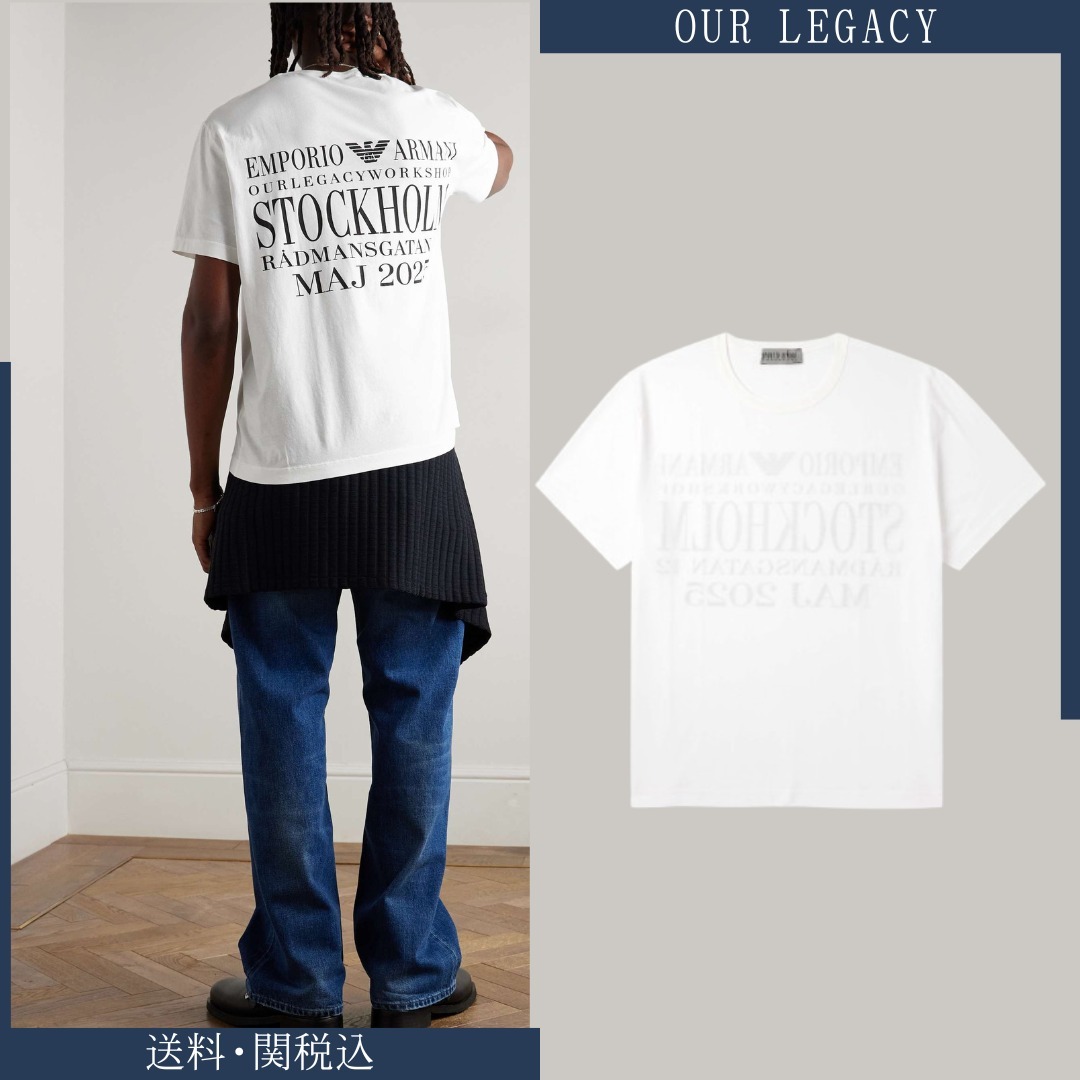 【OUR LEGACY】ロゴプリント コットンジャージー Tシャツ