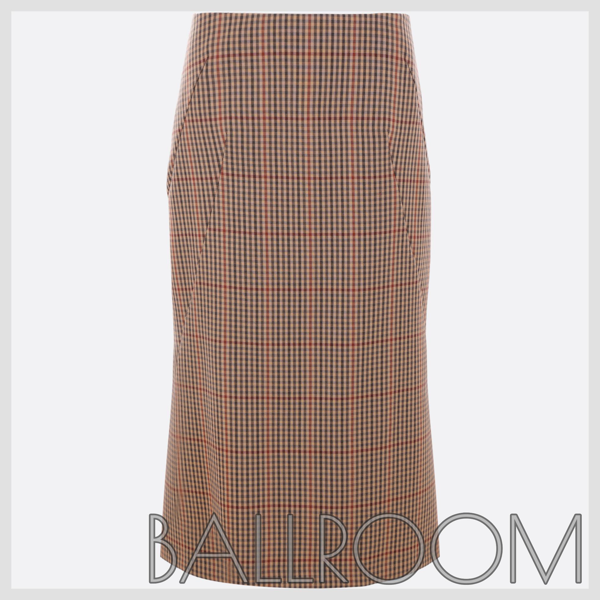 スカート DRIES VAN NOTEN SIBYL CHECK WOOL MIDI SKIRT