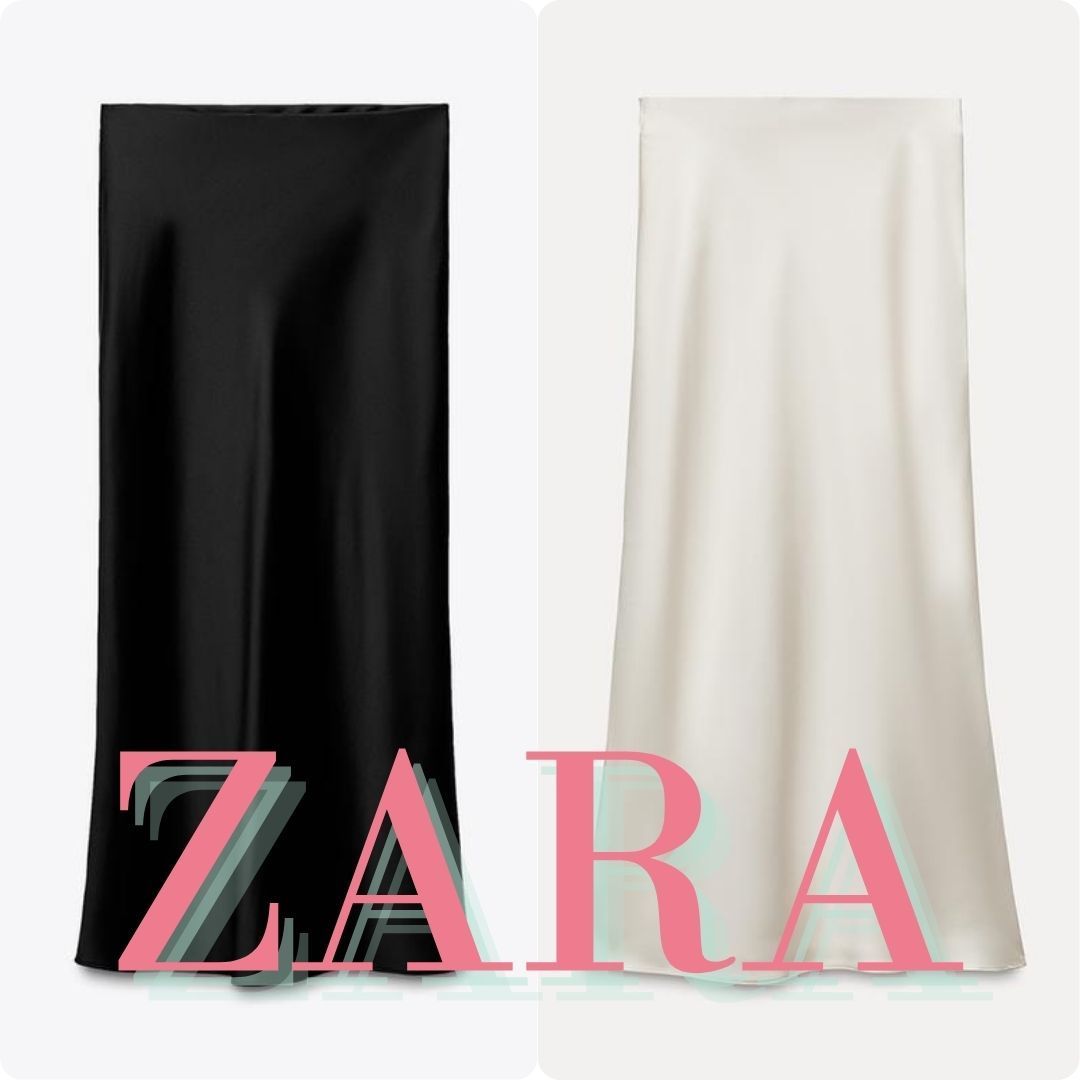 ZARA サテンミディ丈スカート 8534/855