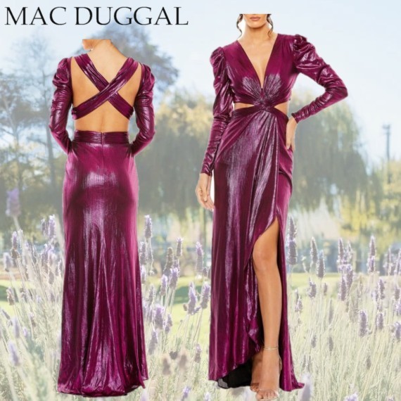 【Mac Duggal】カットアウトメタリックガウン