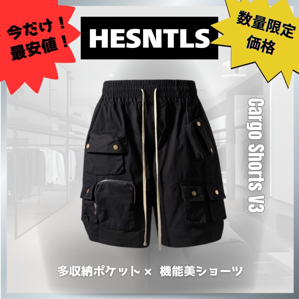 『HESNTLS』2025SS カーゴパンツ V3｜ブラック/送料関税込