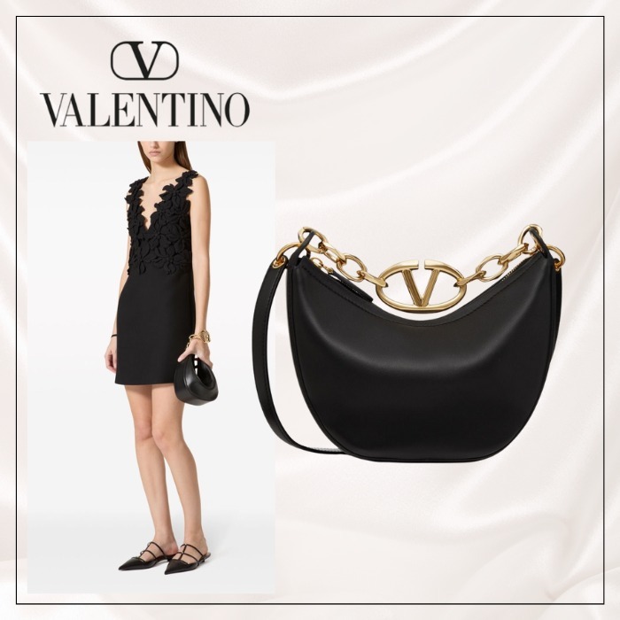 【VALENTINO GARAVANI】Vロゴ ムーン ホーボーバッグ