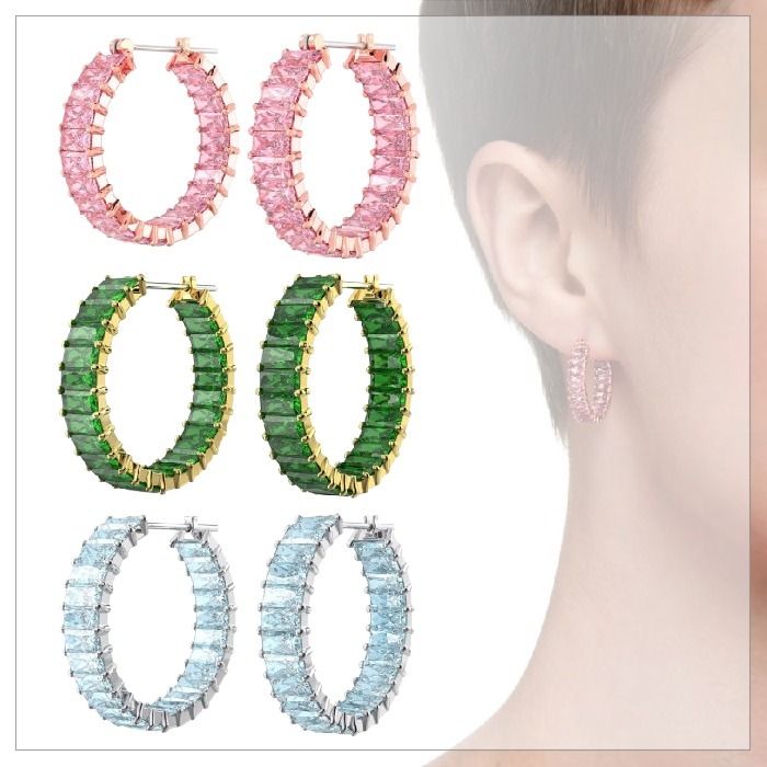 スワロフスキー◆SWAROVSKI◆Matrix フープピアス ジルコニア
