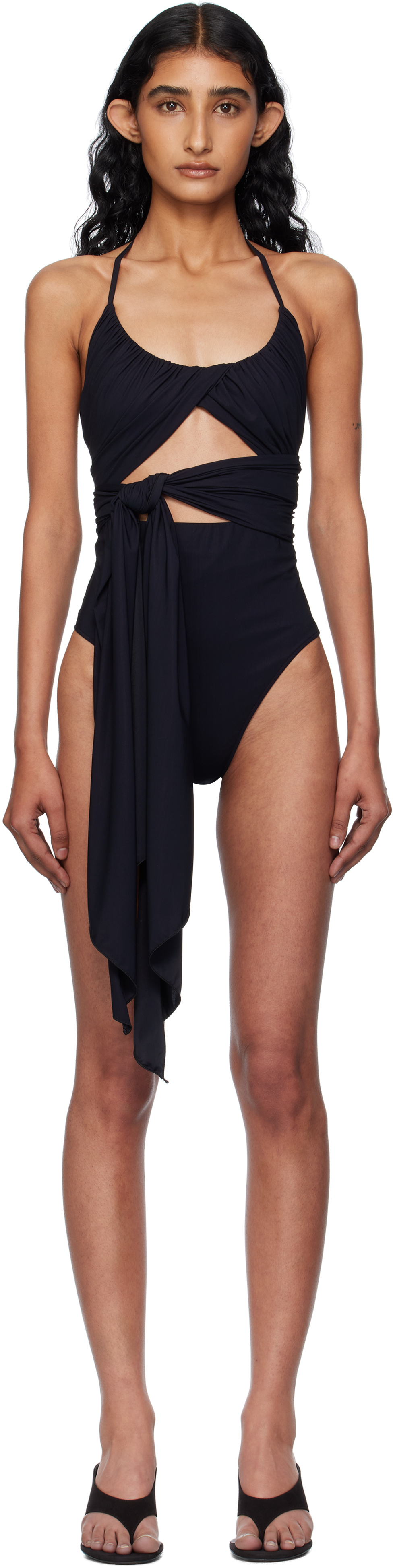【関税込み】ALAIA ブラック Cross ツーピース スイムウェア