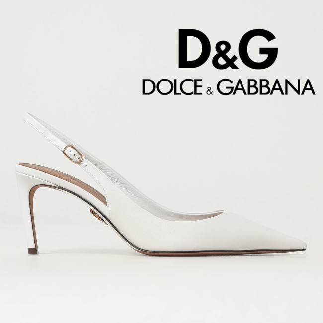 正規店買付【DOLCE & GABBANA】ホワイト レザー パンプス